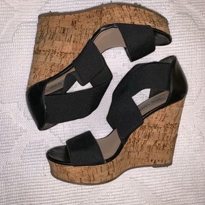Steve Madden Black Cork Wedge